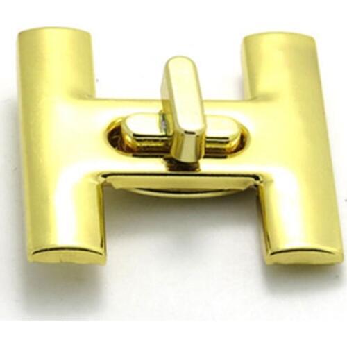 H Twist-Lock Crossbody Bag Handbag Purse Belt Twist Catch Lock Closure Clutch Clock Metal Craft Case Clasp Turn Lock