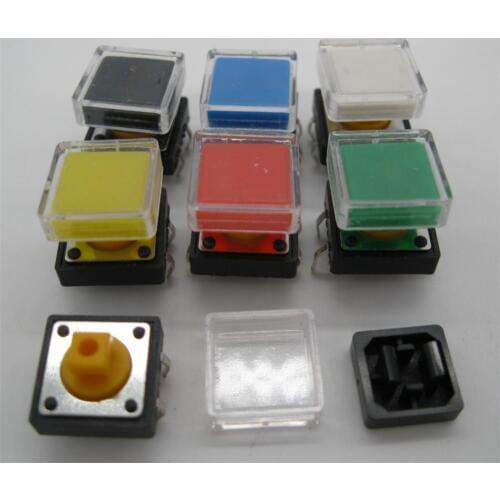 120PCS B3F-4055 Tactile Touch Push Button Switch Momentary 12*12*7.3MM tact Micro switch button + (120PCS 6 colors Tact Cap)