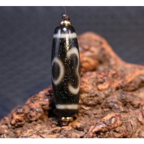 Treasure Talisman Magic Power Tibetan Old Oily Agate Patina 2 Eye Ruyi dZi Bead Totem Amulet 4A S timestown