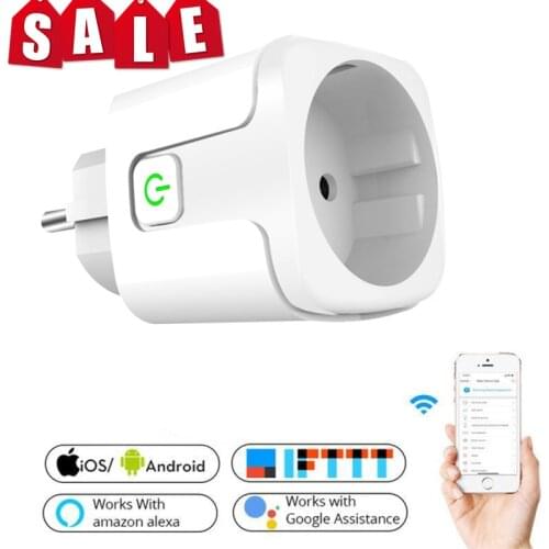16A EU Smart Wifi Power Plug With Power Monitor Smart Home Wifi Wireless Socket Outlet Works With Alexa Google Home Tuya App
