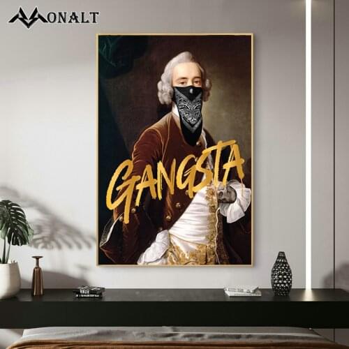 Golden Letters Palace Man Vintage Poster Scarf Graffiti Mona Lisa Abstract Canvas Print Europe Famous Oil Painting Fall Decor