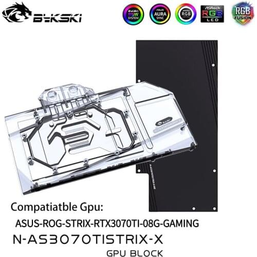 Bykski GPU Water Block For ASUS ROG STRIX RTX3070TI O8G GAMING/Graphics Card ,VGA Watercooler Heatsink 12V/5V N-AS3070TISTRIX-X