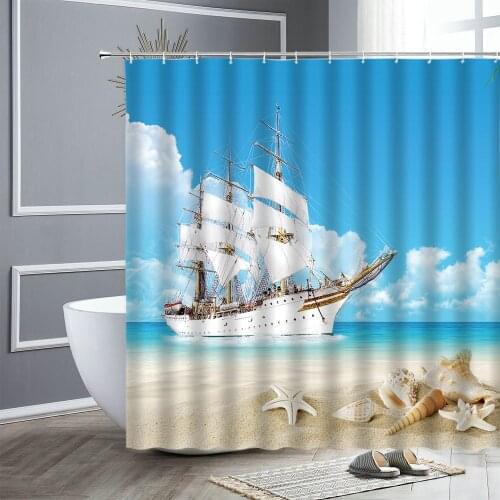 Ship Shower Curtains Octopus Ocean 3D Pattern Bath Curtain Polyester Fabric Waterproof With Hooks Home Decoration For Bathroom