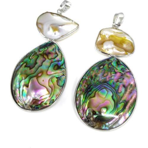 1PC Natural Abalone Shell Pendant Necklace Charms Pendant for Jewelry Making DIY Necklace Size 31x75mm