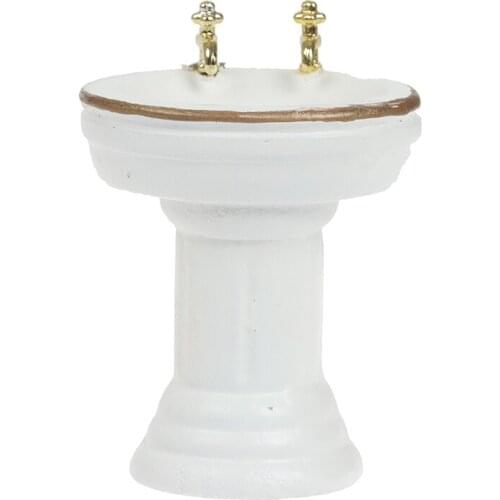 1 Pc Resin 7.7*5.2*33.9cm 1/12 Dollhouse Miniature Furniture Bathroom Washbasin Toy for Children Gift