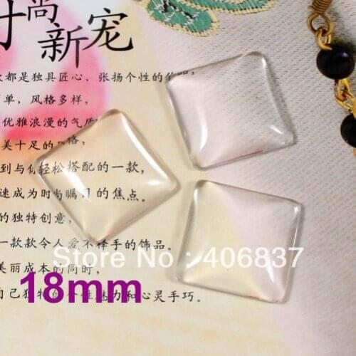 100pcs/Lot, Good Quality 18mm Dome Square Transparent Clear Magnifying Glass Cabochon