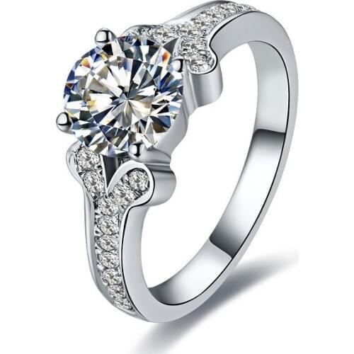 14K Fine Jewelry Brand Quality Solid White Gold NSCD Diamond Finger Ring Engagement Women Wedding Classic Jewelry