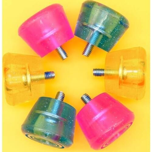 2PCS Quad Roller Skates Brake Stop Front Braking Skates 4 Wheel Double Row Accessories PU Material Pink Blue Yellow Durable Tool