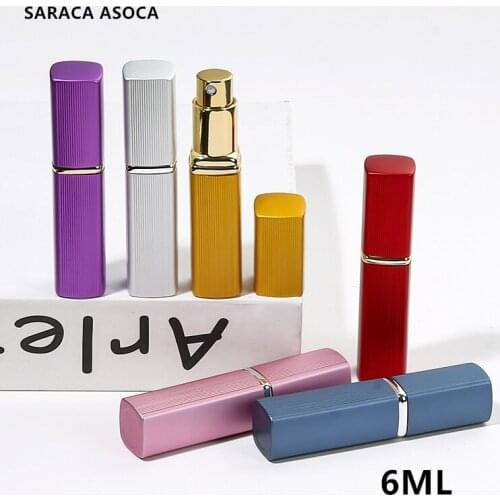 30PCS/LOT 6ml High Grade Aluminum Tube Glass Perfume Spray Bottles Perfume bottle Empty Mini Bottle without logo