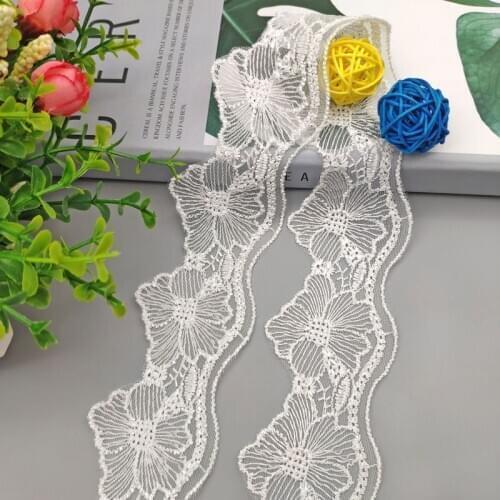 5.5cm*5yards embroidery flower polyester lace trims for Clothes Water soluable lace trimmings and ribbons DIY craft accessories