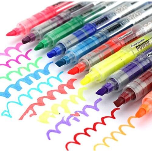5pc set new office multicolor power line free ink Head Pen Note Pen high-lighter pen