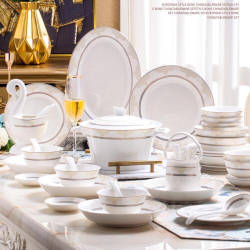 60 Heads Jingdezhen Ceramics Dishes Set Household combination European ceramic tableware tablewar dish set Chinese dish set