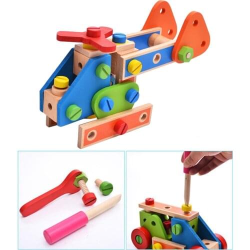 70Pcs Wooden Building Block Kits Educational Combination Construction Toys Assembly Wood