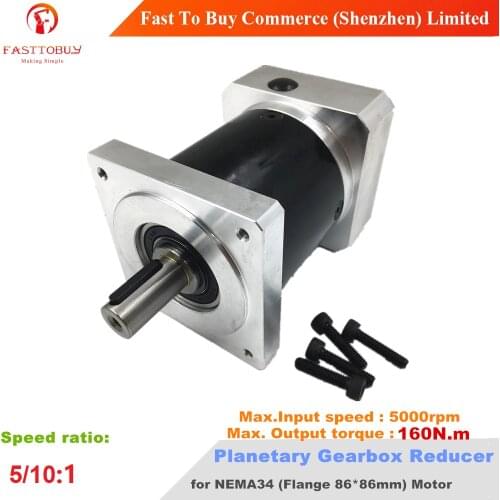 Ratio 30:1 Planetary Gearbox Output Shaft 16mm Speed Reducer, max. Input 5000rpm, Max.Torque 160Nm for CNC NEMA34 Stepper Motors