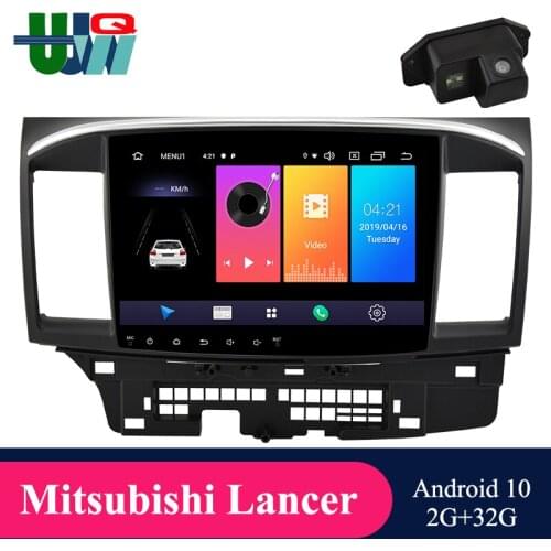 UJQW 4G+64G 2Din Android 10 Car Radio GPS Navigation for Mitsubishi lancer X 2007-2018 Car DVD BT Wifi Multimedia Video Player