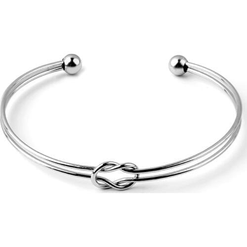 Stainless Steel Bracelet Fashion Knot Cuff Bracelets & Bangles Women Jewelry Simple Glossy Open Bangles LOVE Valentine Day Gift
