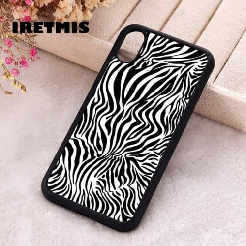 Iretmis 5 5S SE 2020 Phone Cover Case for iPhone 6 6S 7 8 Plus X Xs XR 11 12 Mini Pro Max Rubber Silicone Zebra Pattern