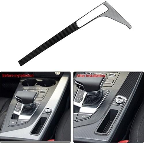 For- A4 B9 A4L 2017 2018 Carbon Fiber Car Center Gear Shift Control Panel Side Frame Cover Trim