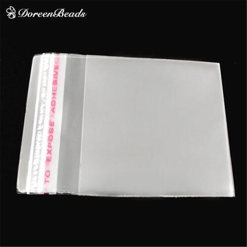 DoreenBeads 200 PCs Clear Self Adhesive Seal Plastic Bags 6x4cm (Usable Space 4.5x4cm)