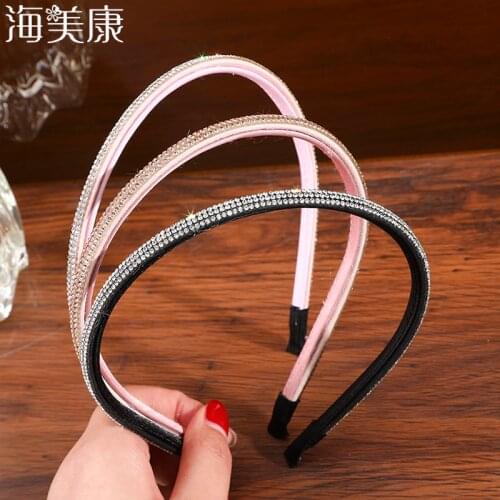 Haimeikang NEW Fashion Rhinestone Hair Hoop Headband Hairband for Women Girls Gauze Hair Band Elastic Baffle Hair Accessories