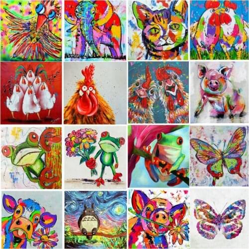 ArtBack Watercolor Frog 5d Diamond Painting Chicken Full Square Rhinestone Mosaic 3D Embroidery Decorative Painting 30x30cm