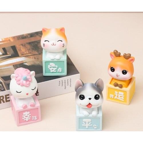 Creative Cartoon Resin Animal Shaking Head Doll Sculpture Ornaments Home Living Room Desktop Furnishings Crafts Car Doll Decor