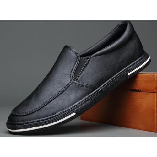 2021 spring New Style Fashion Men PU Leather Slip-On Casual Shoes loafers Leisure Flat Shoes
