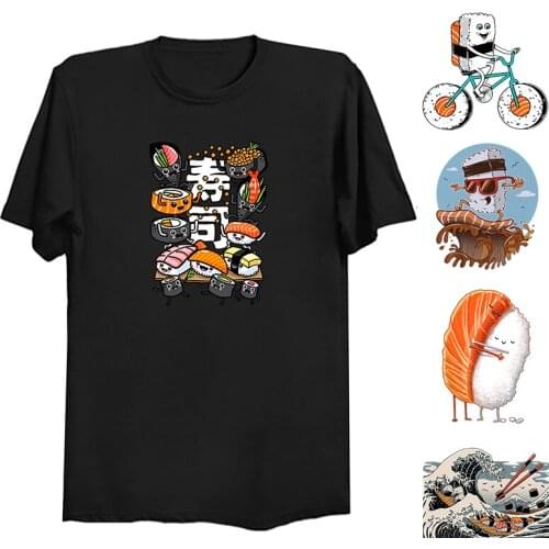 Kawaii Sushi Japanese Style Menwomen Tshirt Print Harajuku Cartoon Printed T-shirt Streetwear Kawaii Male Shirt Harajuku
