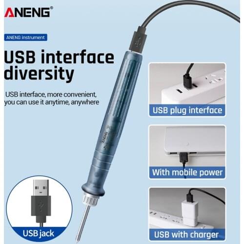 ANENG LT001 USB Powered Mini 5V 8W Electric Soldering Iron With LED Indicator Portable Soldering Tools