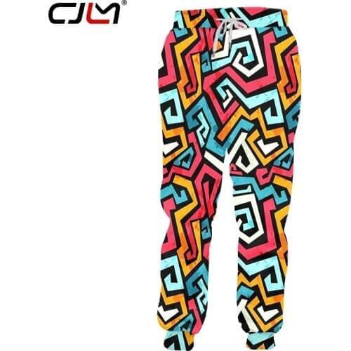 CJLM Mens 3d Printed Stripe Colorful Maze Doodle New Oversized Attire 5xl Man Pants Trend Sports Sweatpants dropshipping
