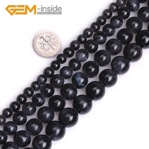 Natural Blue Tiger Eye Stone 2mm Big Hole Beads for Jewelry Making 15" Strand Round Semi Precious 6mm-12mm Wholesale