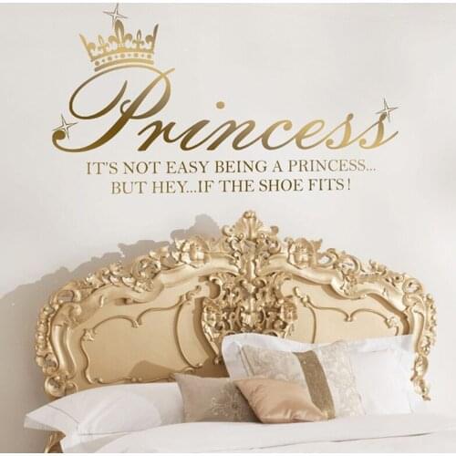 Cartoon Princess Crown Shoe Star Wall Sticker Girl Room Nursery Inspirational Motivational Quote Wall Decal Playroom Vinyl Decor
