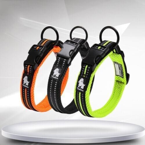 Pet Dog Collars Adjustable Mesh Padded Reflective Dog Collar Durable Heavy Duty For All Breed All Weather