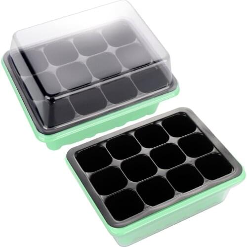 Greenhouse Trays Nursery Box 12Holes Durable Dome And Base Humidity Kit Adjustable Plastic Seedling Plant Growth Plate