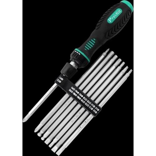 Proskit SD-9816 16 in 1 soft handle telescopic ratchet precision screwdriver set with interchangeable head screwdriver set