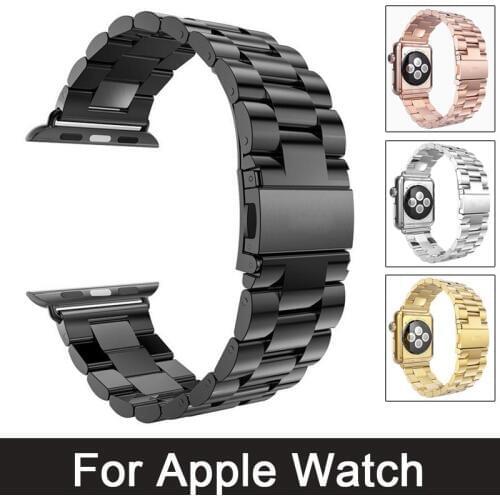 For Apple Watch Band 42mm 44mm Stainless Steel Bracelet with Buckle Strap Adapter for Apple iWatch 4 3 2 1 Watchband 38mm 40mm