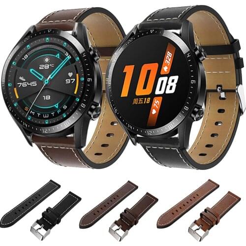 22MM Leather Straps For Huawei Watch GT/GT2 2 46MM/Honor Magic Smart Watch Band Replacement Wrist Bracelet For Amazfit GTR 47MM