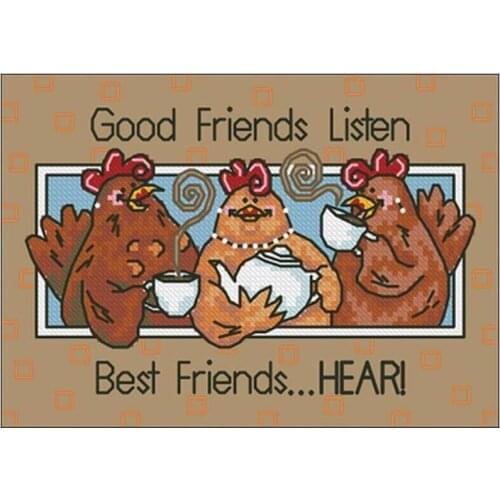 Little chicken drinking coffee patterns Counted Cross Stitch 11CT 14CT DIY Chinese Cross Stitch Kits Embroidery Needlework Sets