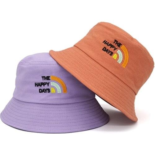 Fisherman hat female embroidered letter sun hat summer and autumn outdoor leisure basin hat macaron bucket hat