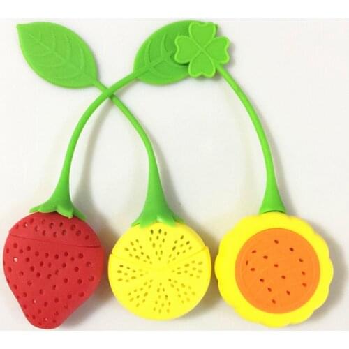 HOT Silicone Tea Strainer Strawberry Lemon Design Loose Tea Leaf Strainer Bag Herbal Spice Infuser Filter Tools