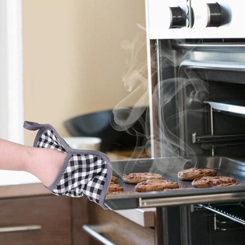 Hot New Silicone Oven Mitts Potholder Gloves For BBQ Non-Slip Heat Resistant Linen Potholders Pad Oven Mitts Kitchen Accessories