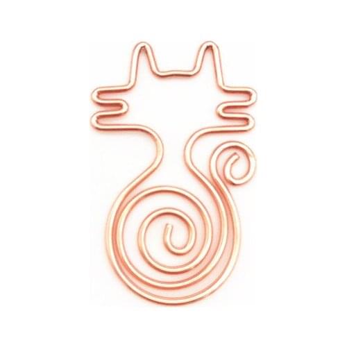 4Pcs/lot Roll tail cat pin fun metal shaped paper clip rose gold paper clip for Book Stationery School Office Supplies