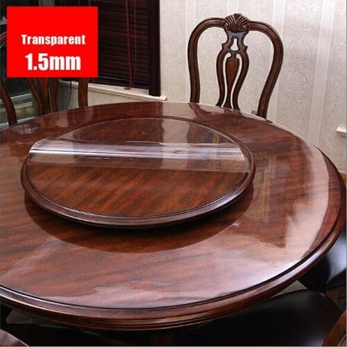 1.5MM Soft Glass Tablecloth Transparent PVC Round Dining Table Cover Waterproof Oilproof Floor Home Decoration