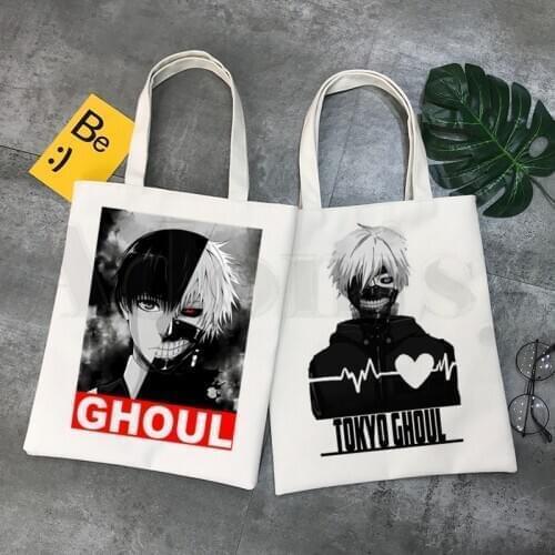 Tokyo Ghoul Anime Funimation Kaneki Ken Split Face Handbags Shoulder Bags Casual Shopping Girls Handbag Women Elegant Canvas Bag