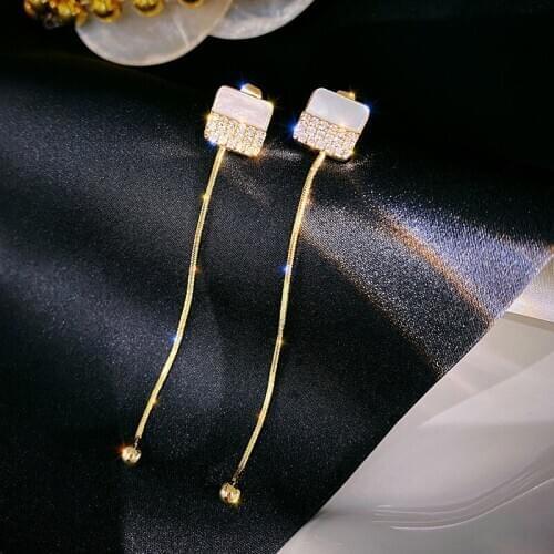 Temperament block full shell earrings web celebrity long tassel earrings earrings line pendant woman slimming face