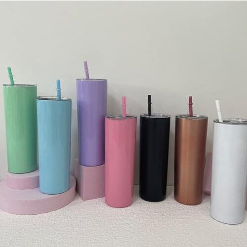 Skinny Tumbler With Sealed Lids And Straw 20oz Wine Tumbler Stainless Steel Double Wall Insulated Thermos Bottle Cups