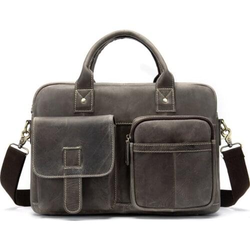 Vintage Mens Briefcase Genuine Leather Laptop Bag Office Bags for Men Business Porte Document Shoulder Handbag