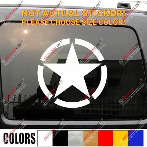 Army Star Vinyl Car Decal Bumper Sticker WW2 Military,choose your size and color