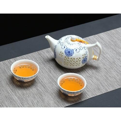 High quality blue-and-white ceramic tea set,1pot 2cup exquisite kettles tea cup porcelain chinese kung fu tea set drinkware