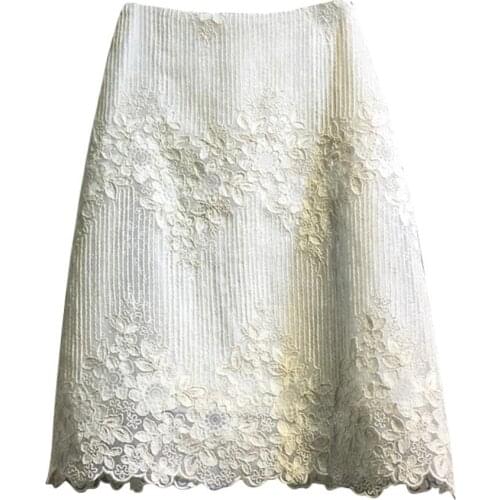 2020 summer new retro lace skirt women high waist a-line knee length package hip skirt